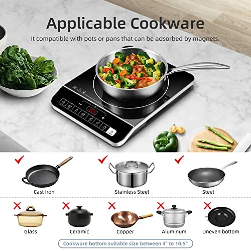 Brand new ✔️ Easecook Portable Induction Cooktop Countertop Burner Induction Hot Plate Electric Induction Cooker 1800W With 6 Modes 10 Power Levels/Kids Safety Lock/Timer/LED Sensor Touch 🤩 - Image 4
