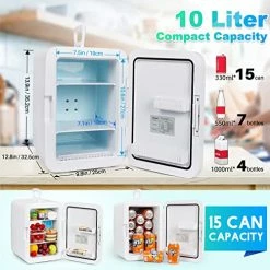 Best Sale 🌟 AstroAI Mini Fridge,15 Can 10 Liter Coolers & Refrigerators Mini Cooler Warmer, 110V AC/12V DC Thermoelectric Skincare Fridge For Beverage, Bedroom,Office,Travel,ETL Listed (Black) 🎄 Christmas Gif 😍