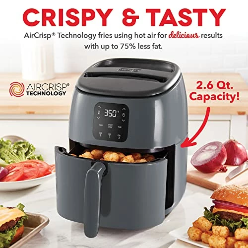 Budget 🥰 DASH Tasti-Crisp Digital Air Fryer With AirCrisp Technology, Custom Presets, Temperature Control, And Auto Shut Off Feature, 2.6 Quart - Cool Grey 🤩 - Image 3