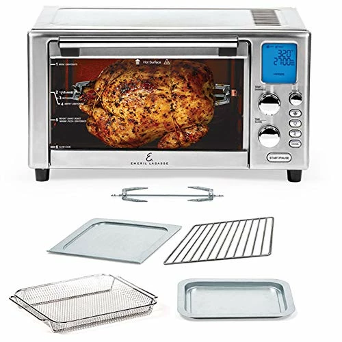 Deals 😉 Emeril Lagasse Power Air Fryer 360 Better Than Convection Ovens Hot Air Fryer Oven, Toaster Oven, Bake, Broil, Slow Cook And More Food Dehydrator, Rotisserie Spit, Pizza Function Cookbook Included Stainless Steel ⭐