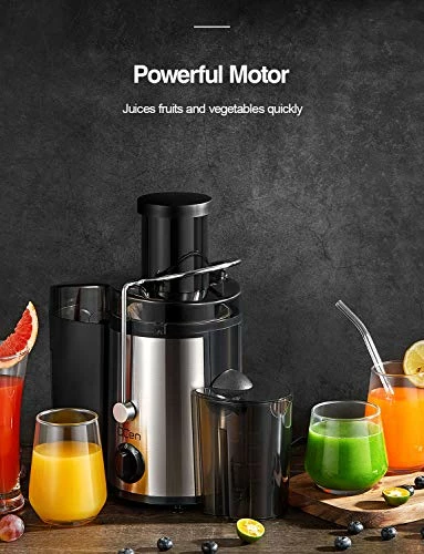 Promo ✔️ Juicer Machine, 500W Centrifugal Juicer Extractor With Wide Mouth 3” Feed Chute For Fruit Vegetable, Easy To Clean, Stainless Steel, BPA-free, By QCen Gr 🌟 - Image 3