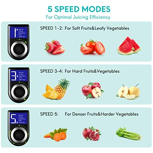 Best reviews of π― 1000W 5-SPEED LCD Screen Centrifugal Juicer Machines Vegetable And Fruit, Healnitor Juice Extractor With Big Adjustable 3" Big Mouth, Easy Clean, BPA-Free, High Juice Yield, Silv π - Image 2