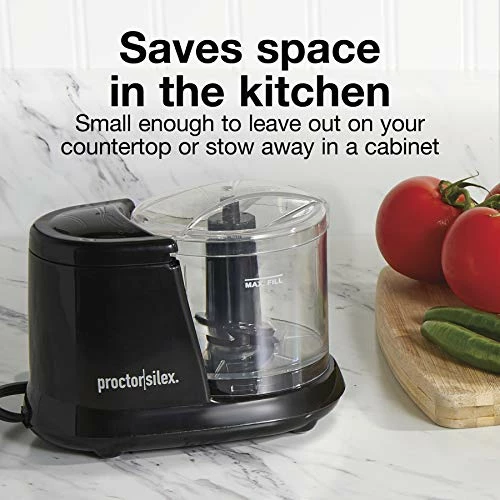 Best Sale 😉 Proctor Silex Durable Electric Vegetable Chopper & Mini Food Processor For Chopping, Puree & Emulsify, 1.5 Cup, Black 😀 - Image 5