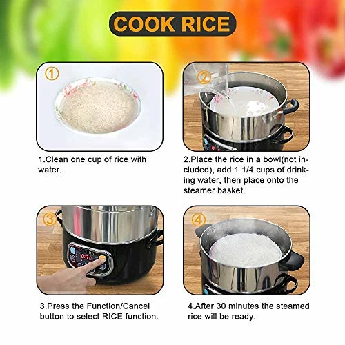 Best deal 🥰 Secura Electric Food Steamer, Vegetable Double Tiered Stackable Baskets With Timer 1200W Fast Heating Stainless Steel Digital Steamer 8.5 Quart 🎉 - Image 7