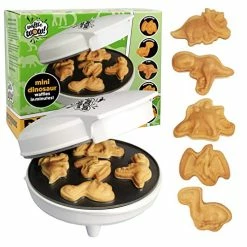 Outlet ❤️ Waffle Wow! Dinosaur Mini Waffle Maker- 5 Different Shaped Dinos In Minutes - Make Fun Jurassic Breakfast For Kids And Adults With Cool Novelty Pancakes, Electric Non-Stick Waffler Iron, Fun Gift For Holiday 💯
