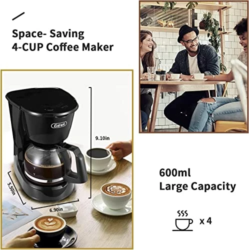 Outlet 🥰 Gevi 4 Cups Small Coffee Maker, Compact Coffee Machine With Reusable Filter, Warming Plate And Coffee Pot For Home And Office Aluminum Blu 🥰 - Image 4