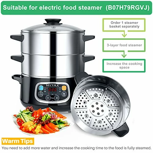 Best Pirce โจ Secura Steamer Basket 304 Stainless Steel Food Steamer 1 Tier For 8.5 Quart Electric Food Steam ๐ - Image 7