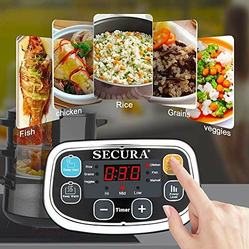Best deal 🥰 Secura Electric Food Steamer, Vegetable Double Tiered Stackable Baskets With Timer 1200W Fast Heating Stainless Steel Digital Steamer 8.5 Quart 🎉 - Image 6