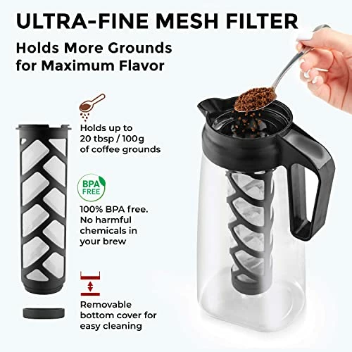Wholesale π MUELLER HOME Mueller Cold Brew Coffee Maker, 2-Quart Heavy-Duty Tritan Pitcher, Iced Coffee Maker And Tea Brewer With Easy To Clean Reusable Mesh Filter π - Image 2