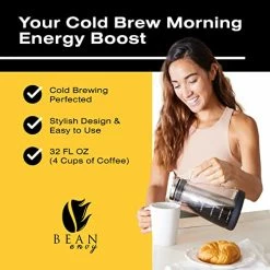 Coupon ✔️ Bean Envy Cold Brew Coffee Maker - 32 Oz Glass Iced Tea & Coffee Cold Brew Maker And Pitcher W/ Silicone Cap & Bas 🔔