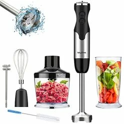 Wholesale 😍 Keylitos 5-in-1 Immersion Hand Blender, Powerful 12-Speed Handheld Stick Blender With 304 Stainless Steel Blades, Chopper, Beaker, Whisk And Milk Frother For Smoothie, Baby Food, Sauces Red,Puree, Soup (Black) 🌟