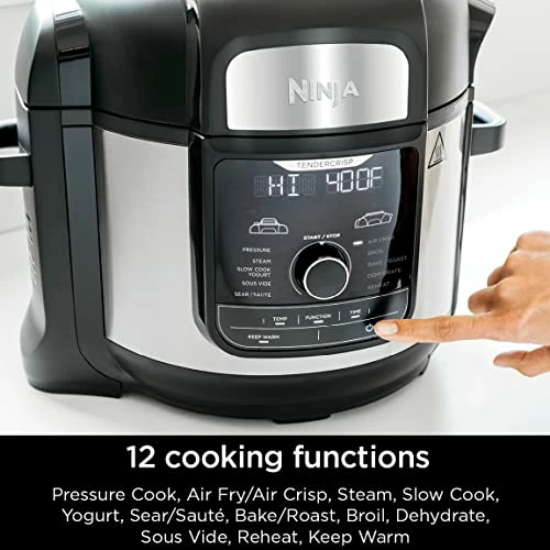 Discount 🥰 Ninja FD401 Foodi 12-in-1 Deluxe XL 8 Qt. Pressure Cooker & Air Fryer That Steams, Slow Cooks, Sears, Sautés, Dehydrates & More, With 5 Qt. Crisper Basket, Deluxe Reversible Rack & Recipe Book, Silver 🔔 - Image 3