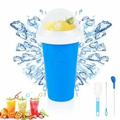 Outlet 🔥 VOIEOV Slushie Maker Cup - TIK TOK Quick Frozen Magic Cup, Double Layers Slushie Cup, DIY Homemade Squeeze Icy Cup, Fasting Cooling Make And Serve Slushy Cup For Milk Shake, Smoothies, Slushies - Blue 😀