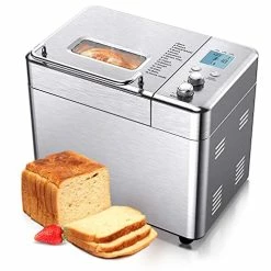 Hot Sale 🔥 2.2 LB Automatic Bread Machine - 15-in-1 Stainless Steel Bread Maker With Nut Dispenser And Nonstick Pan, 1 Hour Keep Warm Set & 3 Crust Colors, Household Bread Machine, Silver 🎁