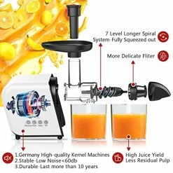Cheapest 🌟 KOIOS Juicer, Slow Masticating Juicer Extractor With Reverse Function, Cold Press Juicer Machine With Quiet Motor, Juice Jug And Brush For High Nutrie (White-Black) Red-black 🤩