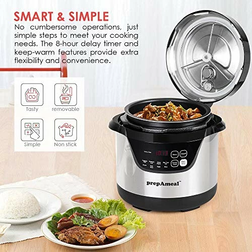 Promo ❤️ PrepAmeal 3 Quart Pressure Cooker 8 IN 1 Multi Use Programmable Instant Cooker Electric Pressure Pot With Slow Cooker, Rice Cooker, Steamer, Sauté, Brown, W 🥰 - Image 2