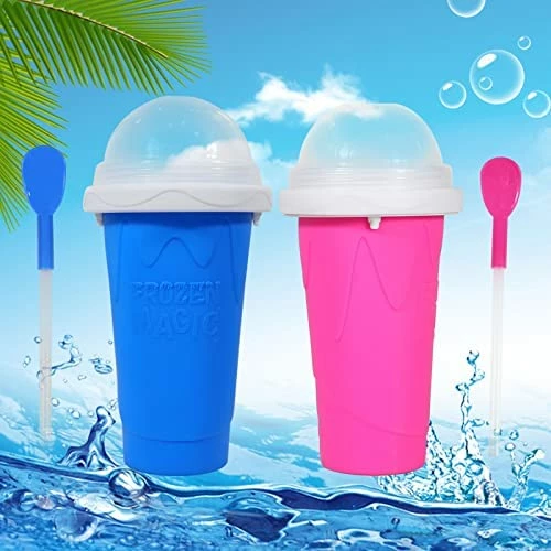 Best Sale ๐ Fovlry Slushie Cup Frozen Magic Cup Squeeze Cup Slushy Maker Slushy Maker Cup DIY Homemade Smoothie Cups Travel Portable Double Layer Slushie Cup For Children And Family (R+G) ๐งจ - Image 6