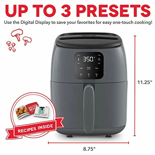 Budget 🥰 DASH Tasti-Crisp Digital Air Fryer With AirCrisp Technology, Custom Presets, Temperature Control, And Auto Shut Off Feature, 2.6 Quart - Cool Grey 🤩 - Image 4