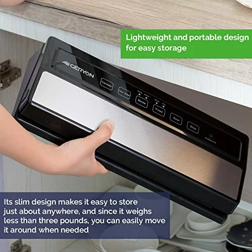 Buy 🛒 GERYON Vacuum Sealer Machine, Automatic Food Sealer Detachable Design|Led Indicator Lights|Dry Moist Food Modes| Compact Design W/ Starter Kit(Silver) 🎁 - Image 3