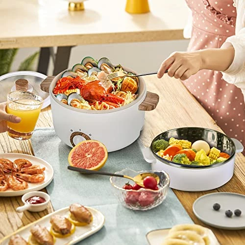Budget 💯 KINBEDY Electric Hot Pot Upgraded, Non-Stick Sauté Pan, Rapid Noodles Cooker, 1.5L Mini Pot For Steak, Egg, Fried Rice, Ramen, Oatmeal, Soup With Power Adjustment 🎁 - Image 6
