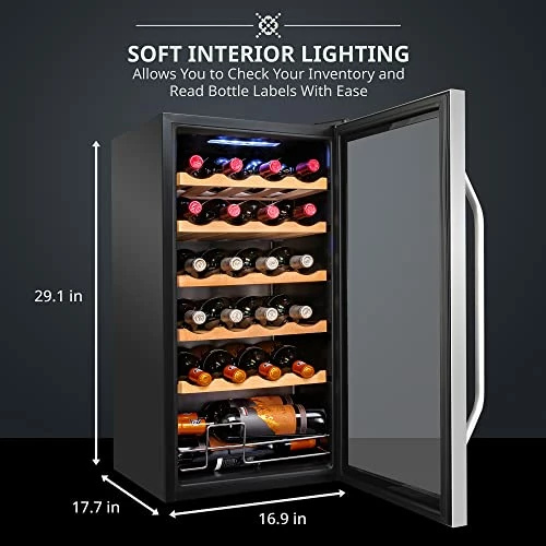 Cheap π₯ Ivation 24 Bottle Compressor Wine Cooler Refrigerator W/Lock | Large Freestanding Wine Cellar For Red, White, Champagne Or Sparkling Wine | 41f-64f Digital Temperature Control Fridge Stainless Steel β - Image 2