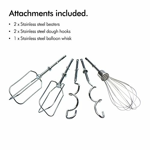 Discount ๐ VonShef 5-Speed Hand Mixer - Electric 250W Hand-held Mixer With Turbo Boost Button & Stainless Steel Accessories (Chrome Beater, Dough Hook & Balloon Whisk) For Baking Cookies, Brownies & Cakes - Blu ๐ - Image 3