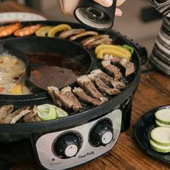 Coupon 🔥 Food Party 2 In 1 Electric Smokeless Grill And Hot Pot Duo - Separable 🤩