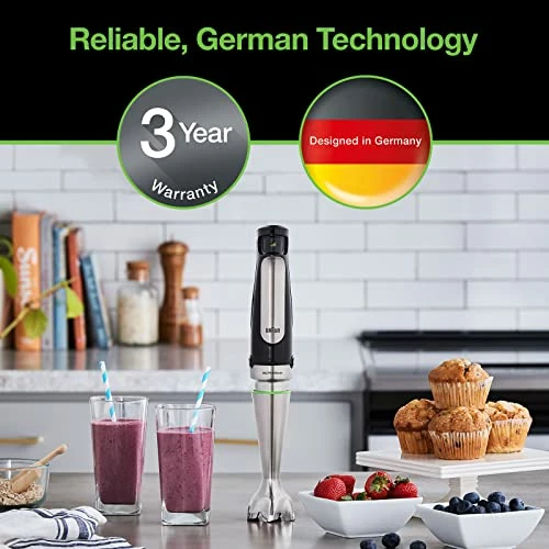 Best Sale 👏 Braun MQ7035X 3-in-1 Immersion Hand, Powerful 500W Stainless Steel Stick Blender Variable Speed + 2-Cup Food Processor, Whisk, Beaker, Faster, Finer Blending, MultiQuick 🥰 - Image 4