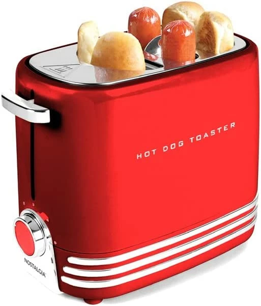 Wholesale ❤️ Nostalgia 2 Slot Hot 🐕 Dog And Bun Toaster With Mini Tongs, Hot 🐕 Dog Toaster Works With Chicken, Turkey, Veggie Links, Sausages And Brats, Red 😉 - Image 8