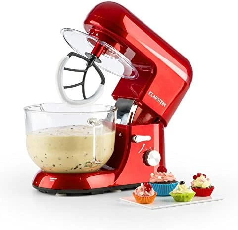 Top 10 ๐งจ KLARSTEIN Bella Rossa 2g Electric Stand Mixer, Grinder, Dough Bowl, Flat Whisk, Food Mixer, Wire Whip, 650 Watts, 5.5 Qt Glass Bowl, 6 Speeds Red 2g ๐ฏ - Image 4