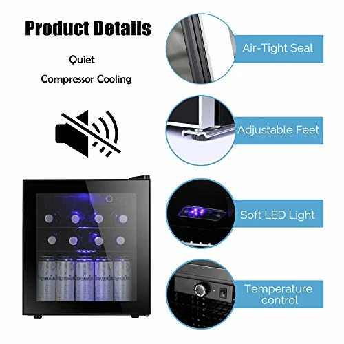 Flash Sale π Antarctic Star 1.6cu.ft Wine Cooler/Cabinet Beverage Refigerator Small Wine Cellar Soda Beer Counter Top Bar Fridge Quiet Operation Compressor Freestanding Door Black Glass π - Image 2