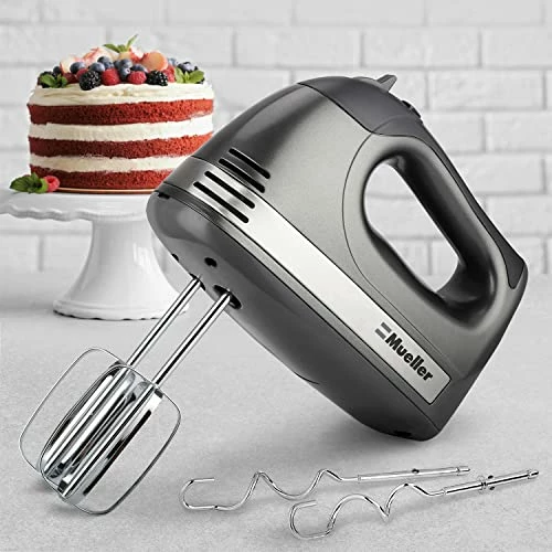 Cheapest 🎁 Mueller Austria Mueller Electric Hand Mixer, 5 Speed 250W Turbo With Snap-On Storage Case And 4 Chrome-plated Steel Accessories For Easy Whipping, Mixing Cookies, Brownies, Cakes, And Dough Batters Black ❤️ - Image 4