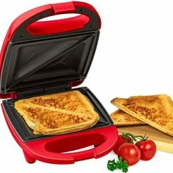 Outlet ⭐ MyMini Nostalgia Mini Sandwich Maker Toaster Compact For Portion Control Seals And Toasts Sandwich Panini Maker (RED) 🔔