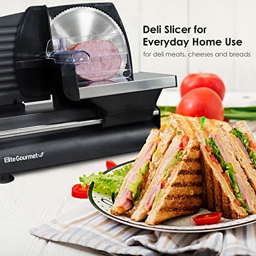 Best Sale ๐ Elite Gourmet EMT-625B Ultimate Precision Electric Deli Food Meat Slicer Removable Stainless Steel Blade, Adjustable Thickness, Ideal For Cold Cuts, Hard Cheese, Vegetables & Bread, 7.5โ, Black ๐ - Image 5