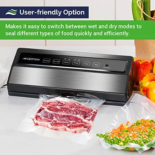 Buy 🛒 GERYON Vacuum Sealer Machine, Automatic Food Sealer Detachable Design|Led Indicator Lights|Dry Moist Food Modes| Compact Design W/ Starter Kit(Silver) 🎁 - Image 2