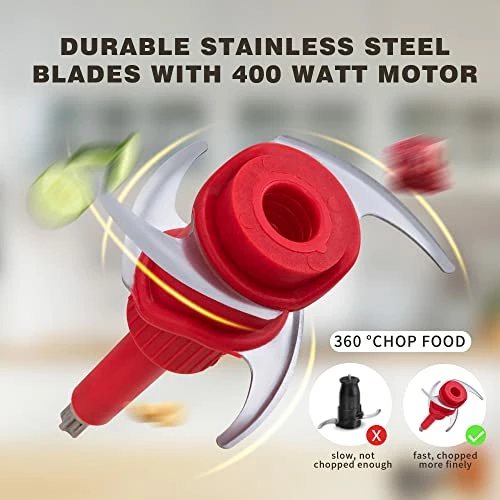 Best deal ๐งจ PULOYA Mini Food Processor 2-Cup Small Electric Food Chopper For Vegetables, Meat, Onion, Garlic, Fruits And Nuts, 2 Speed Plus Pulse, 400-Watt, Red ๐ฅฐ - Image 3