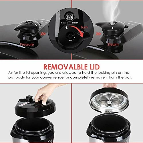 Promo ❤️ PrepAmeal 3 Quart Pressure Cooker 8 IN 1 Multi Use Programmable Instant Cooker Electric Pressure Pot With Slow Cooker, Rice Cooker, Steamer, Sauté, Brown, W 🥰 - Image 6