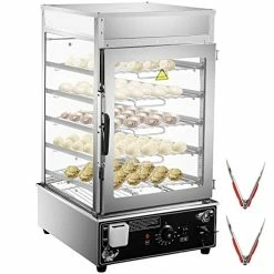 Coupon 🔔 VEVOR 110V Commercial Bun Steamer, 5-Layer Restaurant Bun Warmer, Electric Food Steamer With 11.8x11.8-Inch Racks, 30-110℃/86-230℉ Bun Bread Steamer Machine, 900W Hot 🐶 Dog Steamer Warmer, For Buffet 🔔