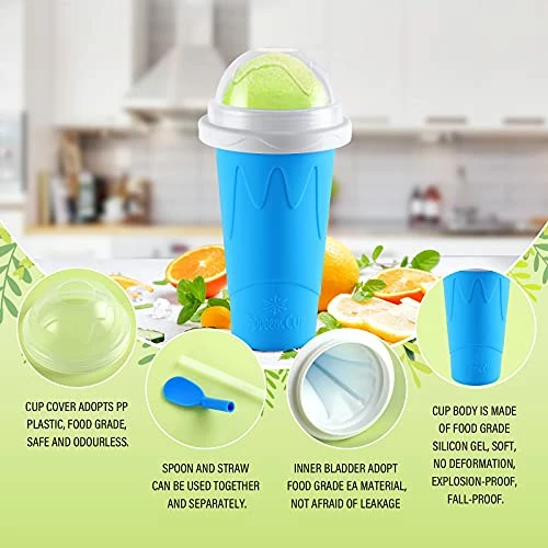Promo 😉 RELPOM® Slushie Maker Cup, TIK TOK Magic Quick Frozen Smoothies Cup, Cooling Cup, Double Layer Squeeze Slushy Maker Cup, 🎄 Christmas Gifts For Kids (Blue) ⭐ - Image 3