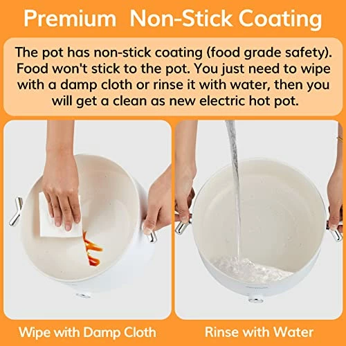 Wholesale π OCTAVO Electric Hot Pot 3L With 1350W Adjustable Power Control, Nonstick Electric Frying Pan, Multifunction Electric Skillet With Tempered Glass Lid For Shabu, Noodles, Stir-fry π― - Image 3