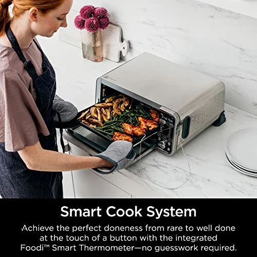 New โค๏ธ Ninja SP351 Foodi Smart 13-in-1 Dual Heat Air Fry Countertop Oven, Dehydrate, Reheat, Smart Thermometer, 1800-watts, Silver ๐ - Image 4