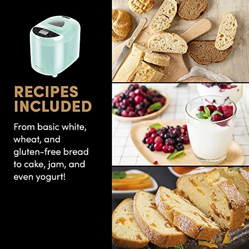New 💯 Elite Gourmet EBM8103M Programmable Bread Maker Machine, 3 Loaf Sizes, 19 Menu Functions Gluten Free White Wheat Rye French And More, 2 Lb, Mint 👍 - Image 6