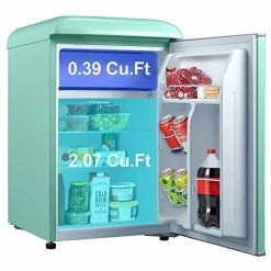 Best deal 👏 Galanz GLR25MGNR10 Retro Compact Refrigerator, Mini Fridge With Single Doors, Adjustable Mechanical Thermostat With Chiller, Green, 2.5 Cu Ft 👏