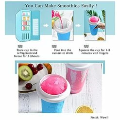 Top 10 🔥 AngelReally DIY Slushie Maker Cup, Quickly Frozen Cup Cooling Maker Cup, Portable Icy Silicone Cup Homemade Milk Shake Ice Cream Maker For Children And Family(Blue) ✔️