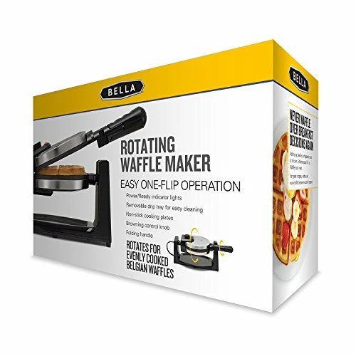 Promo โจ BELLA Classic Rotating Non-Stick Belgian Waffle Maker, Perfect 1" Thick Waffles, PFOA Free Non Stick ๐งฅ Coating & Removeable Drip Tray For Easy Clean Up, Browning Control, Stainless Steel ๐ - Image 5