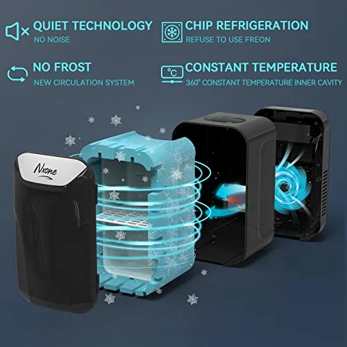 Best Sale ✨ NXONE Mini Fridge,6 Liter/8 Can AC/DC Small Refrigerator,Portable Thermometric Cooler And Warmer Freezer Skincare Fridge For Foods,Beverage,Medications, Home,Bedroom,Dorm,Office And Car Black 💯 - Image 4