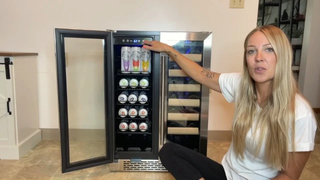 Cheapest 😍 Yeego 24 Inch Wine And Beverage Refrigerator, Hold 60 Cans And 20 Bottles Dual Zone Wine Beer Fridge Cooler With Stainless Steel French Door Digital Temperature Control And Key Lock Quiet Operation 🛒 - Image 6