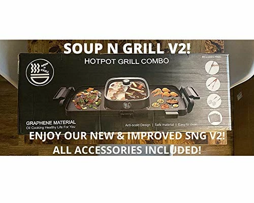 Discount π₯ Soup N Grill V2 Hotpot Grill Combo, Indoor Korean BBQ, Shabu Shabu Electric Hot Pot With Divider, Portable With Free Strainer Scoops, Extra Long Chopsticks, Tongs, Cloths, Smokeless π€© - Image 2