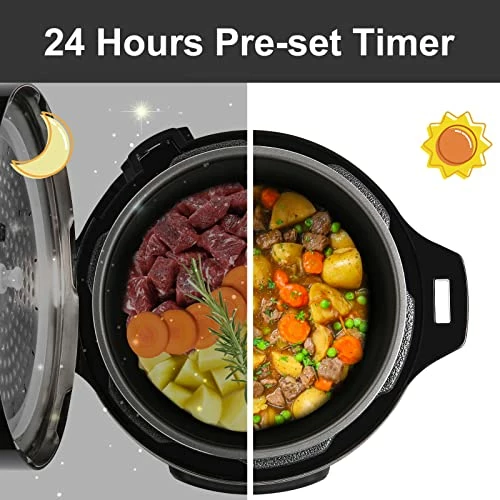 Coupon 😉 Beizuzu Electric Pressure Cooker 9-in-1, 6-qt Multi-Functional Built-in Programs Pressure Pot, 10+ Safety-Features Multicooker, Slow Cooker, Rice Cooker, Steamer, Sauté, Yogurt Maker, Warmer & Sterilizer W/ Measuring Cup & Stainless Steel Rack 🔥 - Image 2