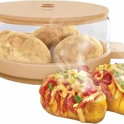 Budget 😀 Clear Microwaveable Potato Steamer Perfect For Enjoying Baked Gourmet Potatoes Cooks Soft And Fluffy Potatoes In Minutes Easy To Clean Dishwasher Safe (8 Inch) (1 Pack) 🔥